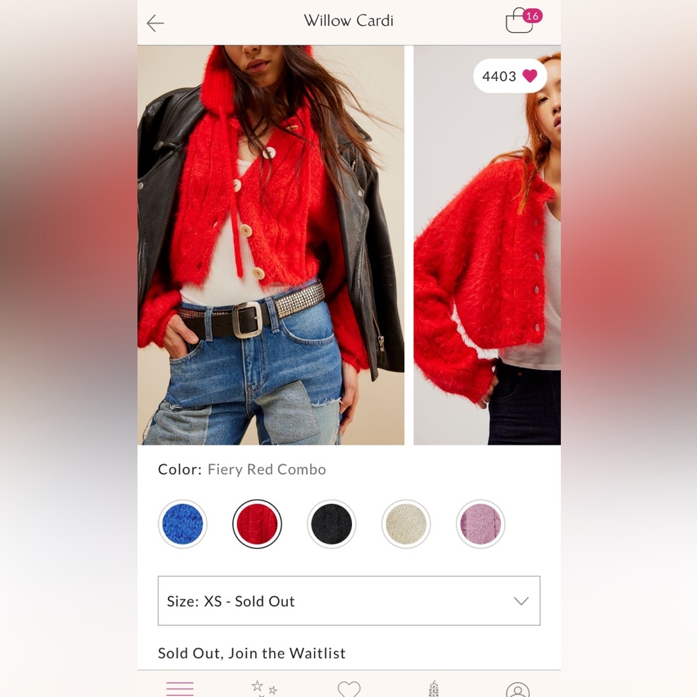 Free People “Willow Cardi“ - Fiery Red - XS (Sold Out)